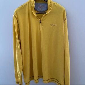 Orvis Mustard Yellow 1/4 Quarter Zip Trout Bum Shirt sz XXL